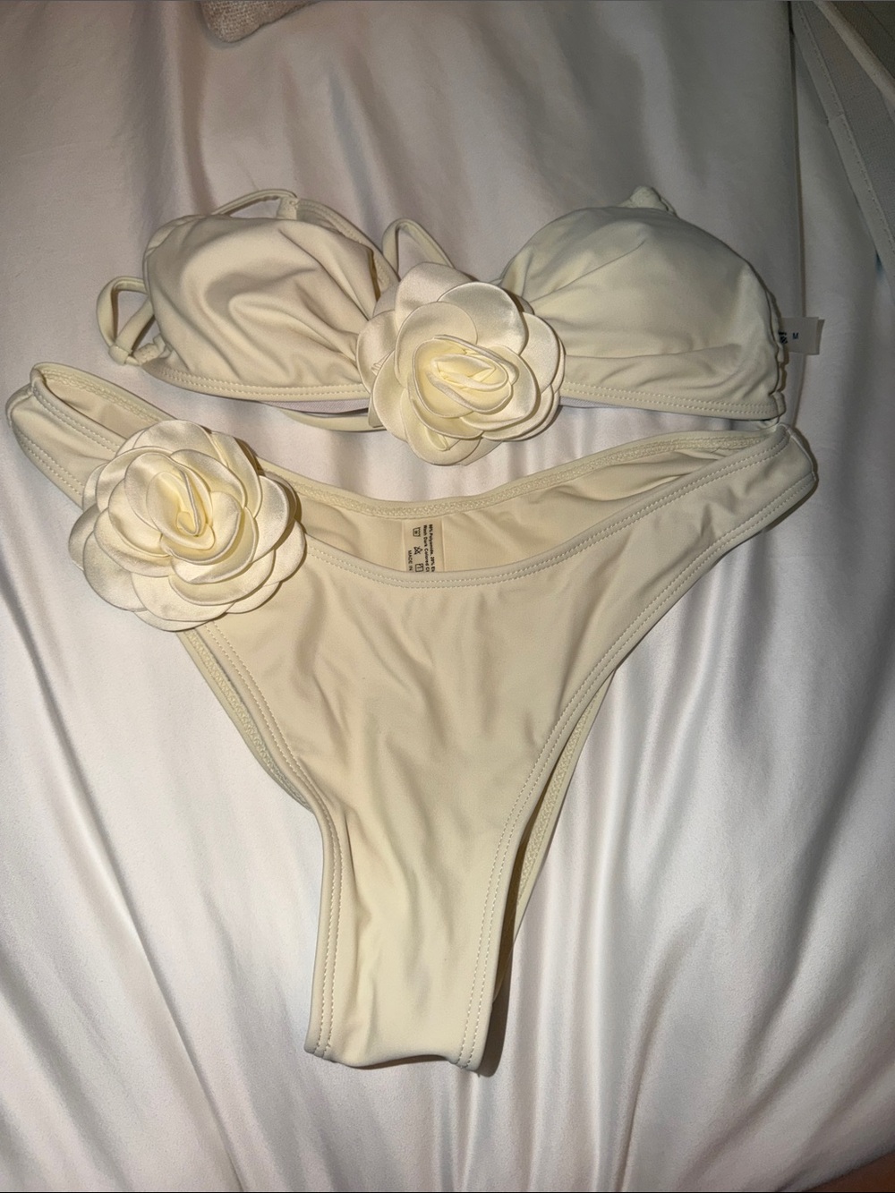 Women’s Ivory Floral Accent Bikini Set